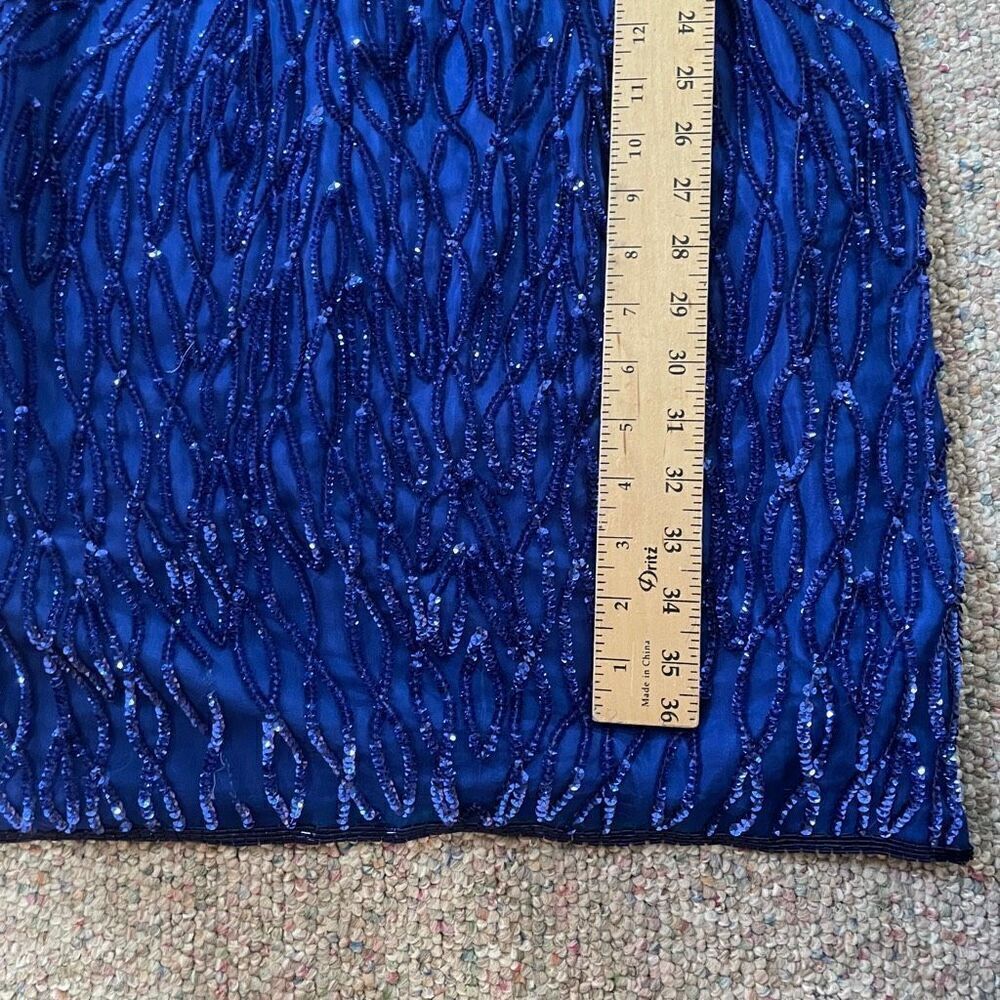 Vintage Sequin Beaded Silk Dress Glam 80s 1980s New Years Eve Holiday - Picture 12 of 12